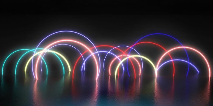 Dance Party Background with Glowing Neon Circles
