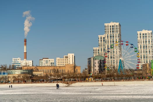 Urban landscape with a view of the city from the sea. Vladivostok, Russia