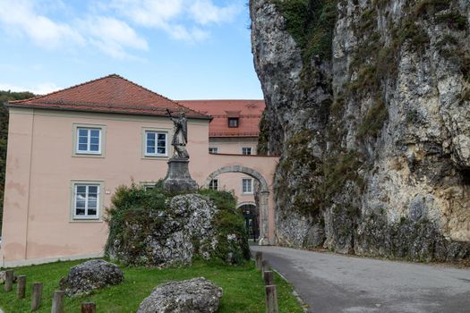 Weltenburg abbey, monastery near Kelheim, Bavaria, Germany at Danube river breakthrough