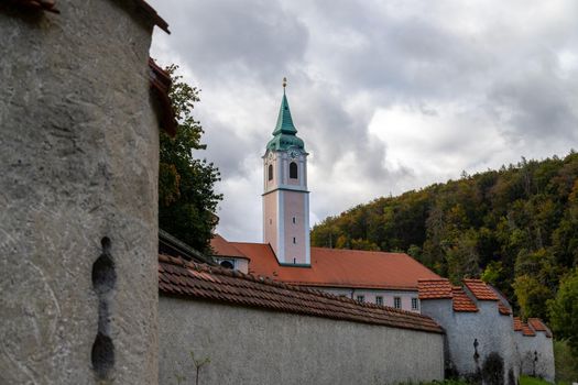 Weltenburg abbey, monastery near Kelheim, Bavaria, Germany at Danube river breakthrough