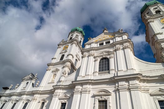 Front of St. Stephen's Cathedral (Dom St. Stephan) in Passau, Bavaria, Germany