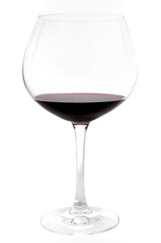 Red wine glass isolated on white background.