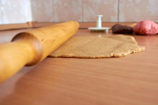 Cutting cookies from the dough and preparing for bake in the electrical stowe