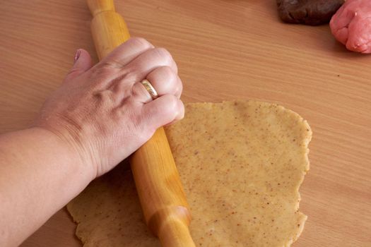 Cutting cookies from the dough and preparing for bake in the electrical stowe