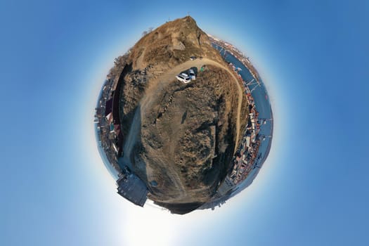 Spherical panorama of the city landscape. Vladivostok, Russia