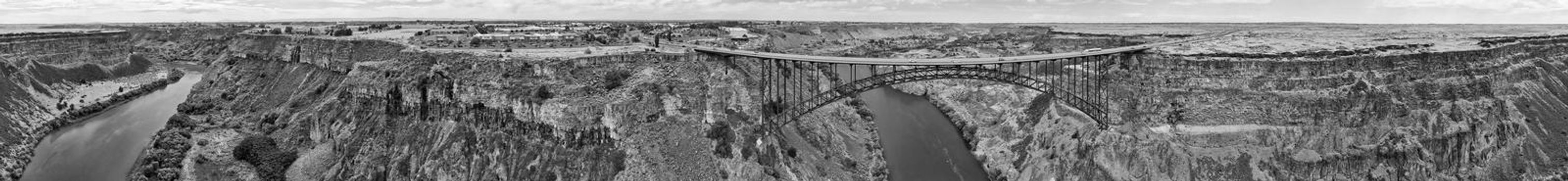 Twin Falls, Idaho. Perrine Memorial Bridge and beautiful canyon as seen from drone.