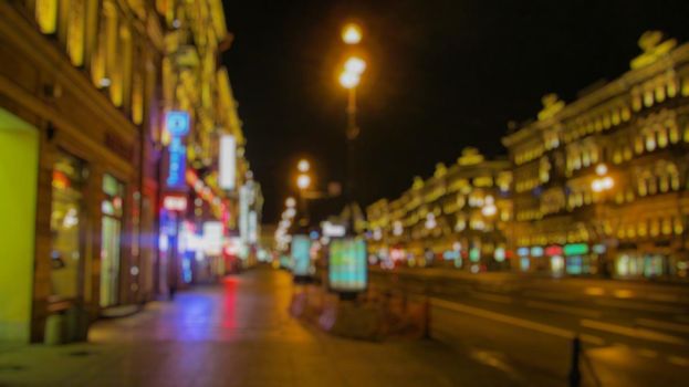 Night city. Creative theme with blur and bokeh for themed posters, banners and screensavers