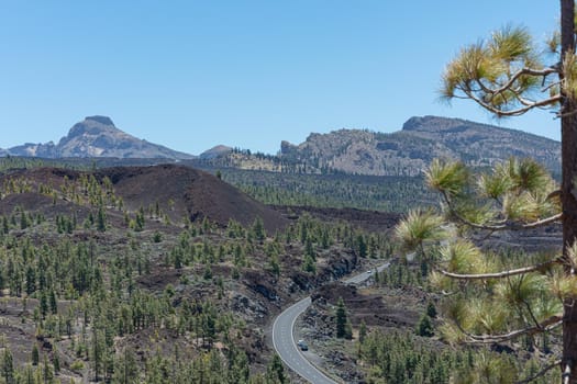 Mountain landscape. Winding highway in the mountains. Stock photo