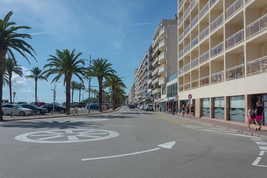 Lloret De Mar, Spain - 10/04/2019: roundabout road. Stock photo.