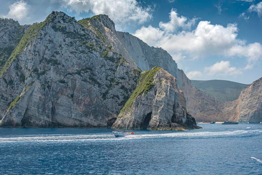 Seascape. Sunken ship Bay on the island of Zakynthos (Greece). Stock photo