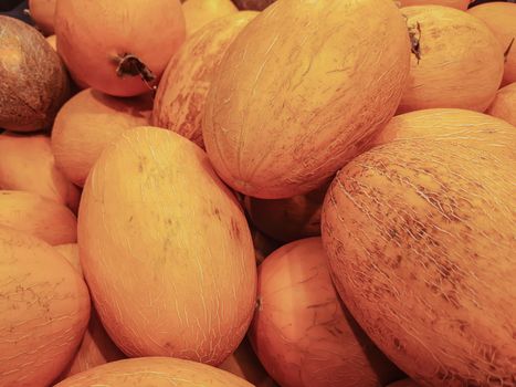 Harvest of ripe melon. Close-up background image. Stock photo