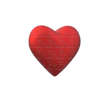 Heart puzzle. Love, Valentines card isolated on white background. 3D illustration.
