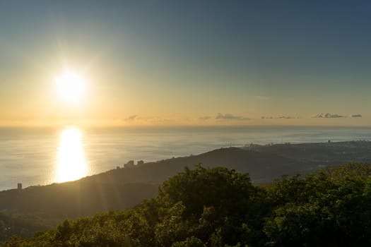 Seascape overlooking the coastline of Sochi from a height