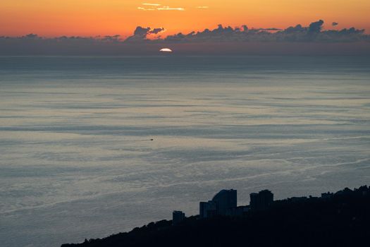 Beautiful orange sunset over the sea.