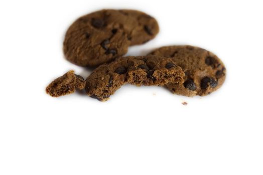 Chocolate cookies on isolated background. Chocolate chip cookies.