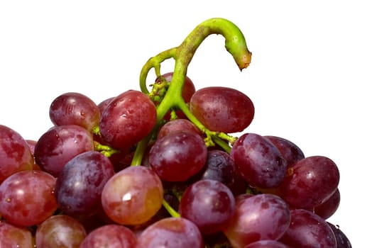 Ripe red grape with bunch isolated on white background