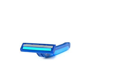 Blue men razor. Studio shot isolated on white background.