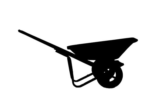 Wheelbarrow, Silhouette a Wheelbarrow on white background