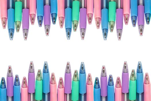 Color pens isolated clipping path on white background.