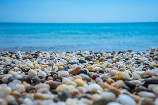 Seascape. Pebble beach in the vicinity of Yevpatoria, Crimea.