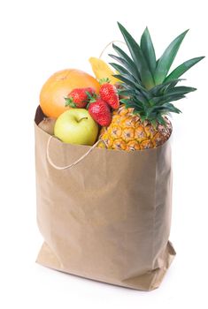 Exotic tropical fruits isolated on white background, healthy food, vegetarian diet