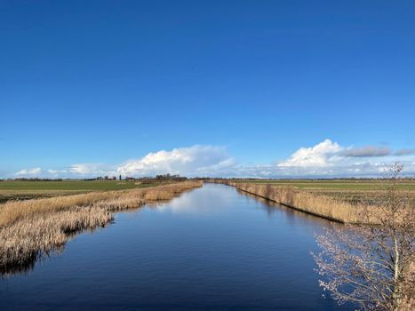 Canal on a winter day around Broek in Friesland The Netherlands