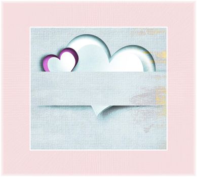 Grunge vintage Valentines card with hearts wooden texture. Valentine love template. 3D illustration