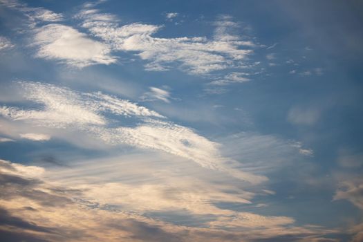 blue sky background with white clouds. Natural composition of nature.