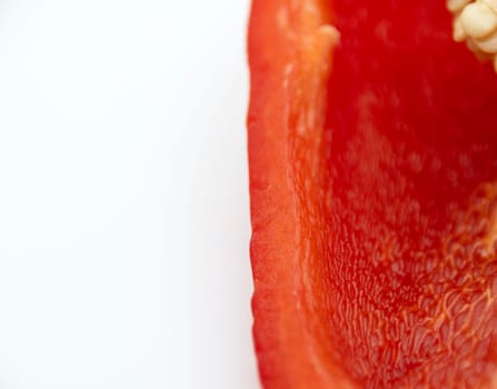 Ripe juicy bell peppers in a cut close-up.