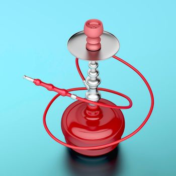 Red colored hookah with silver elements