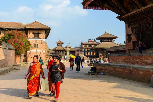 BHAKTAPUR, NEPAL - CIRCA NOVEMBER 2015: Bhaktapur Durbar Square is a UNESCO World Heritage Site.