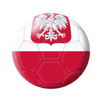 A Poland soccer ball football 3d illustration isolated on white with clipping path