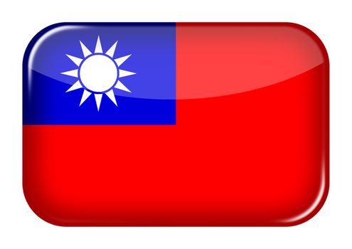 A Taiwan web icon rectangle button with clipping path 3d illustration