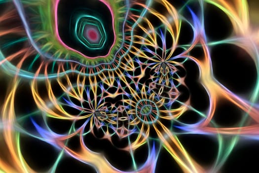 Abstract multicolored fractal neon background.