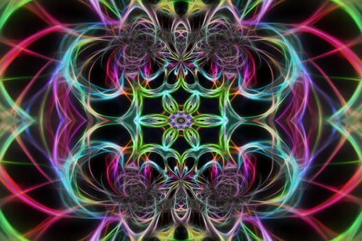 Abstract multicolored fractal neon background.