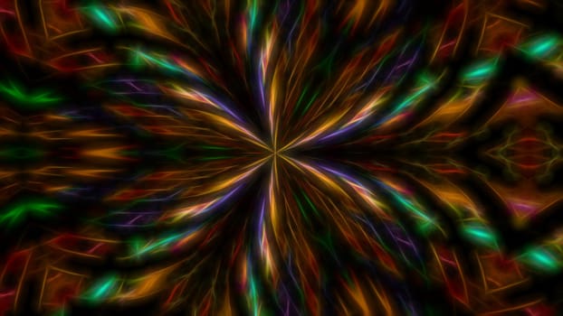 Abstract fractal background with glowing multi-colored lines. For design and network.
