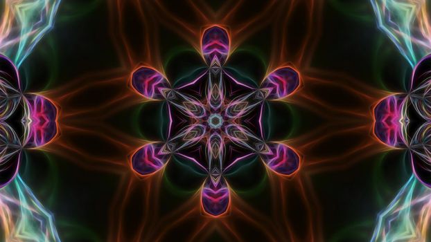Abstract multicolored fractal neon kaleidoscope background.Design, art.