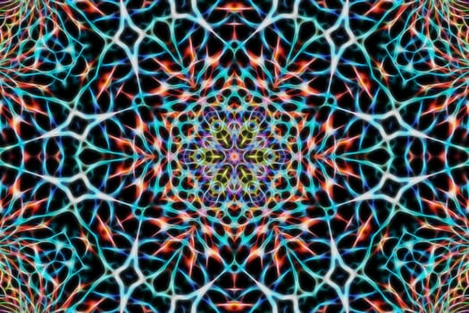 Abstract multicolored fractal neon kaleidoscope background