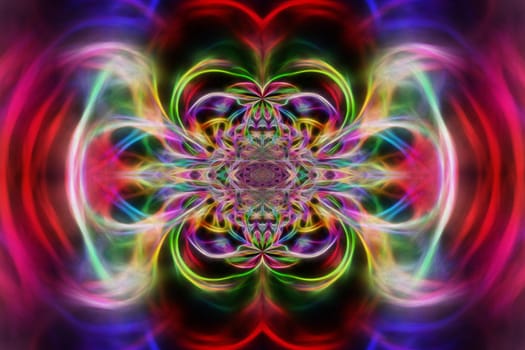 Abstract multicolored fractal neon kaleidoscope background