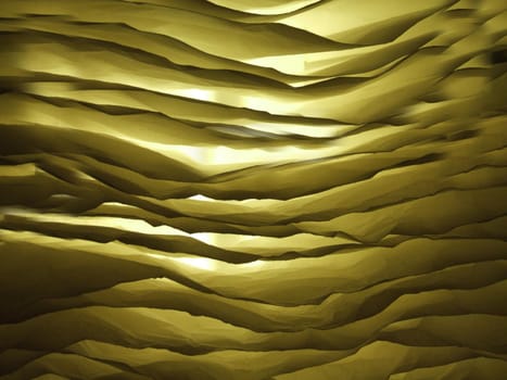 The texture of a multilayer paper surface with a layer of yellow color and light.Texture or background