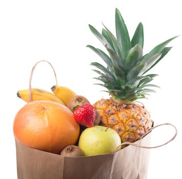 Exotic tropical fruits isolated on white background, healthy food, vegetarian diet