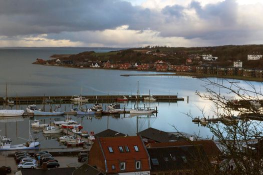 Morning view of the harbour of Lemvig, Denmark