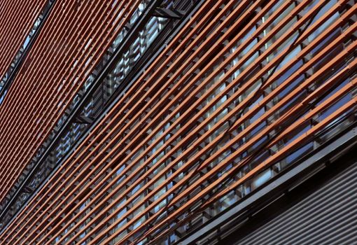 Modern architectural details. The facade of a modern, abstract building