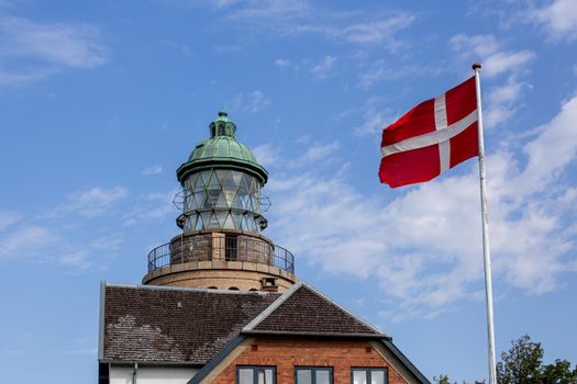 Bornholm, Denmark - August 10, 2020: Exterior view of Hammeren Lighthouse on Bornholm Island.