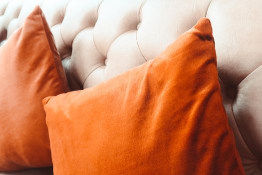 detail image of cushion on sofa, modern living room