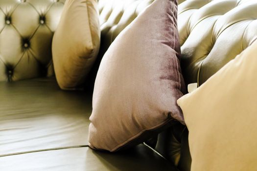 detail image of cushion on sofa, modern living room