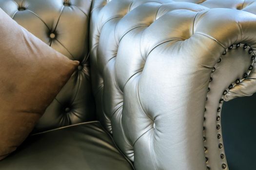 Detail image of vintage of leather sofa