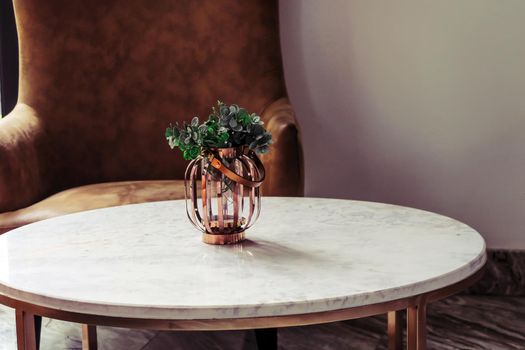 detail of modern living room House plant on coffee table interior decoration
