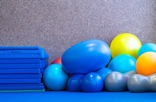 gymnastic equipment in the gym.