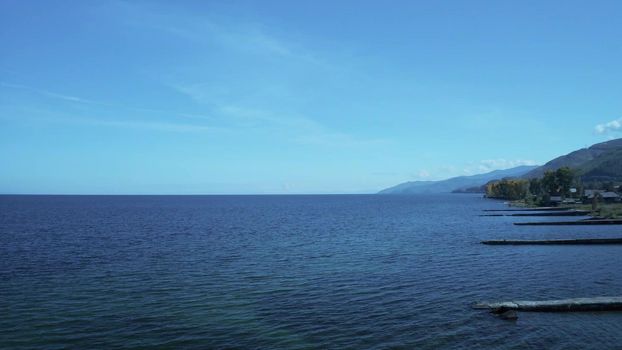 Natural landscape with a view of the blue lake. Baikal, Russia